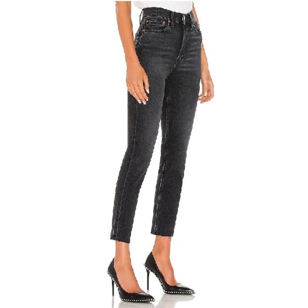 Re/Done Black 90s High Rise Ankle Crop Jeans Size 28